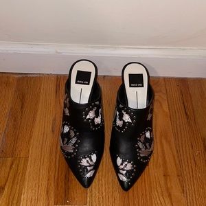 Dolce Vita Leather Floral Pointed Mule Shoes